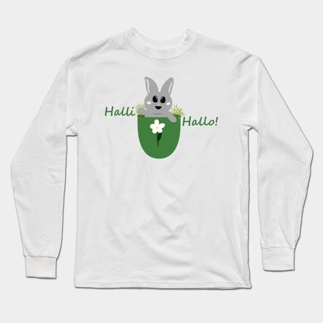 Halli Hallo! Cute Bunny in Pocket Long Sleeve T-Shirt by PandLCreations